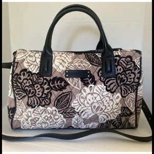 Vera Bradley Black, Tan and White Floral Satchel